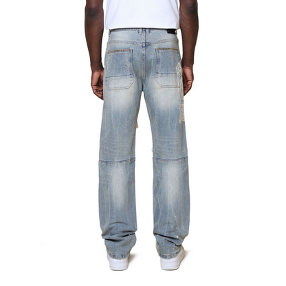 SMOKE RISE GRANDEUR PLAID JEAN- MUNICH BLUE